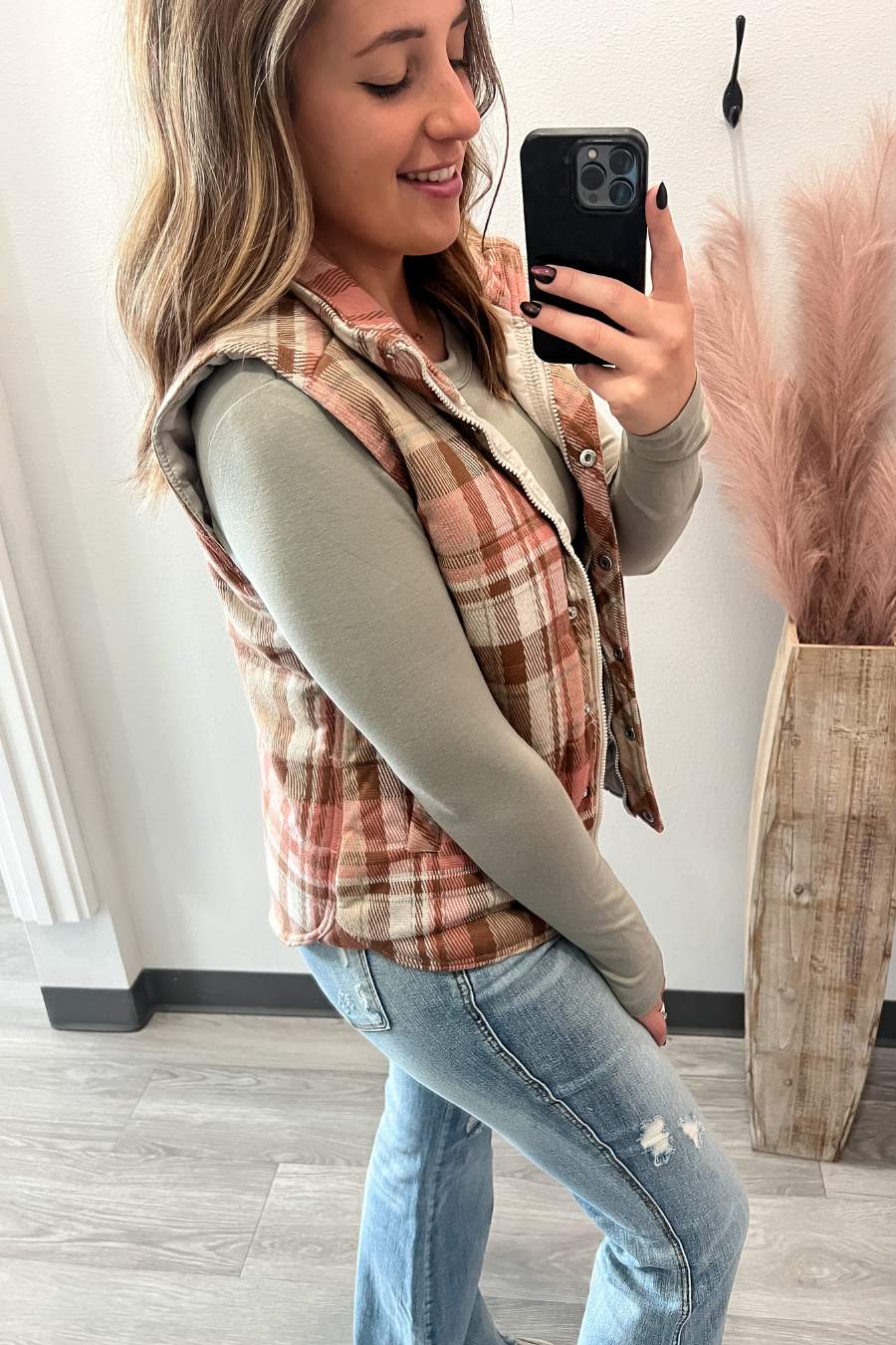 Blush Plaid Vest