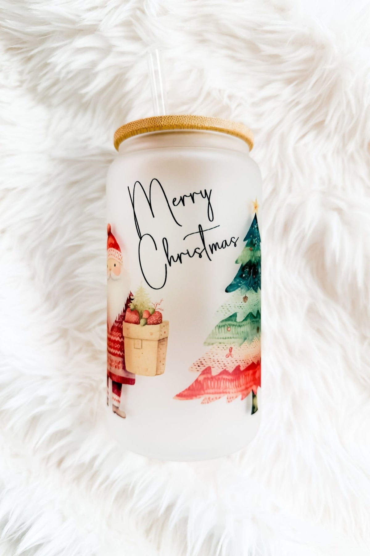 Boho Christmas 16oz Glass Tumbler