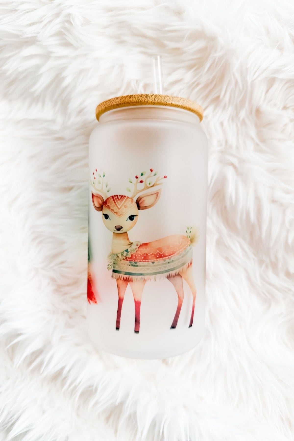 Boho Christmas 16oz Glass Tumbler
