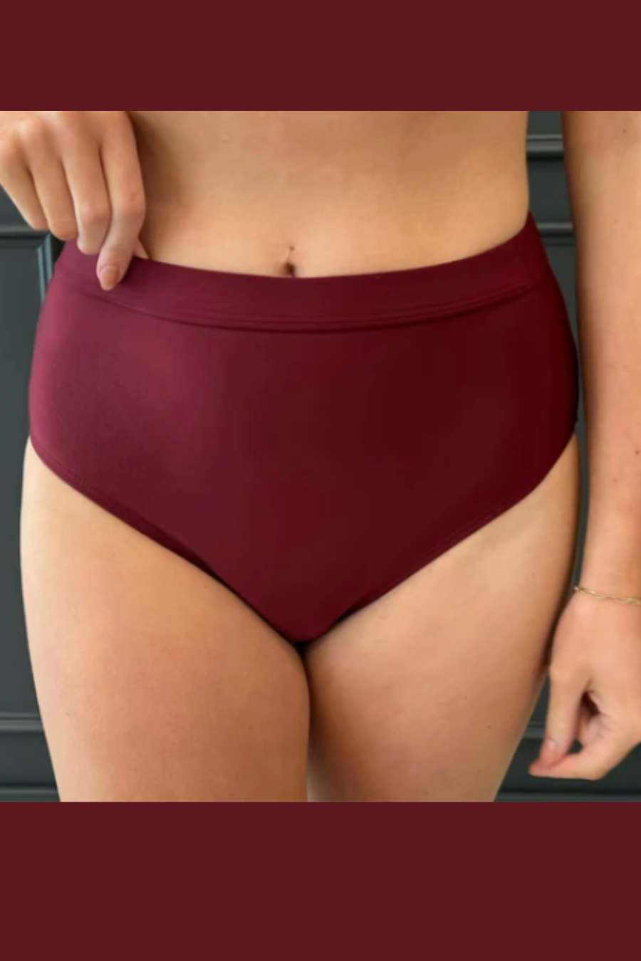 Burgundy High-Rise Swim Bottoms