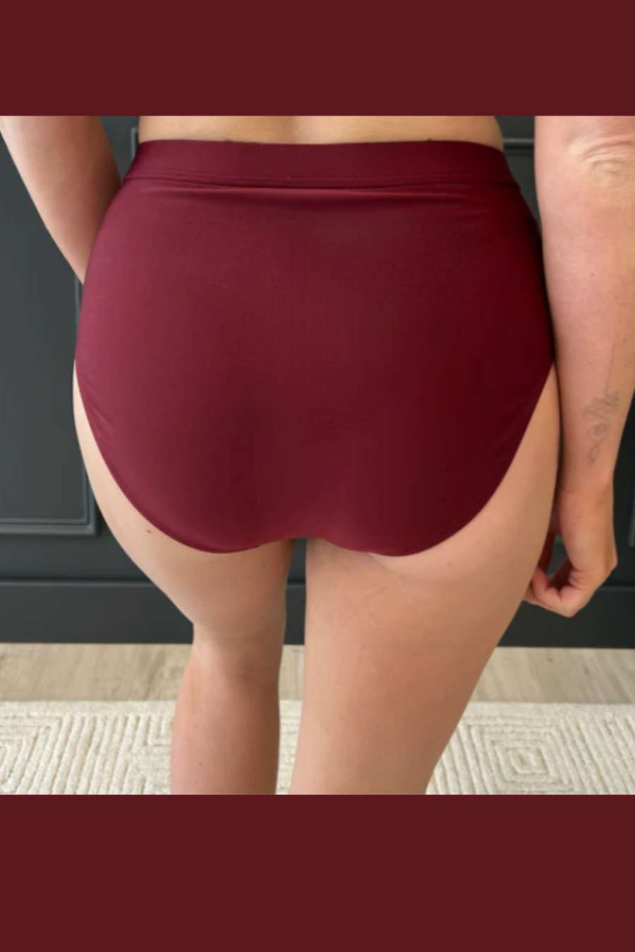 Burgundy High-Rise Swim Bottoms