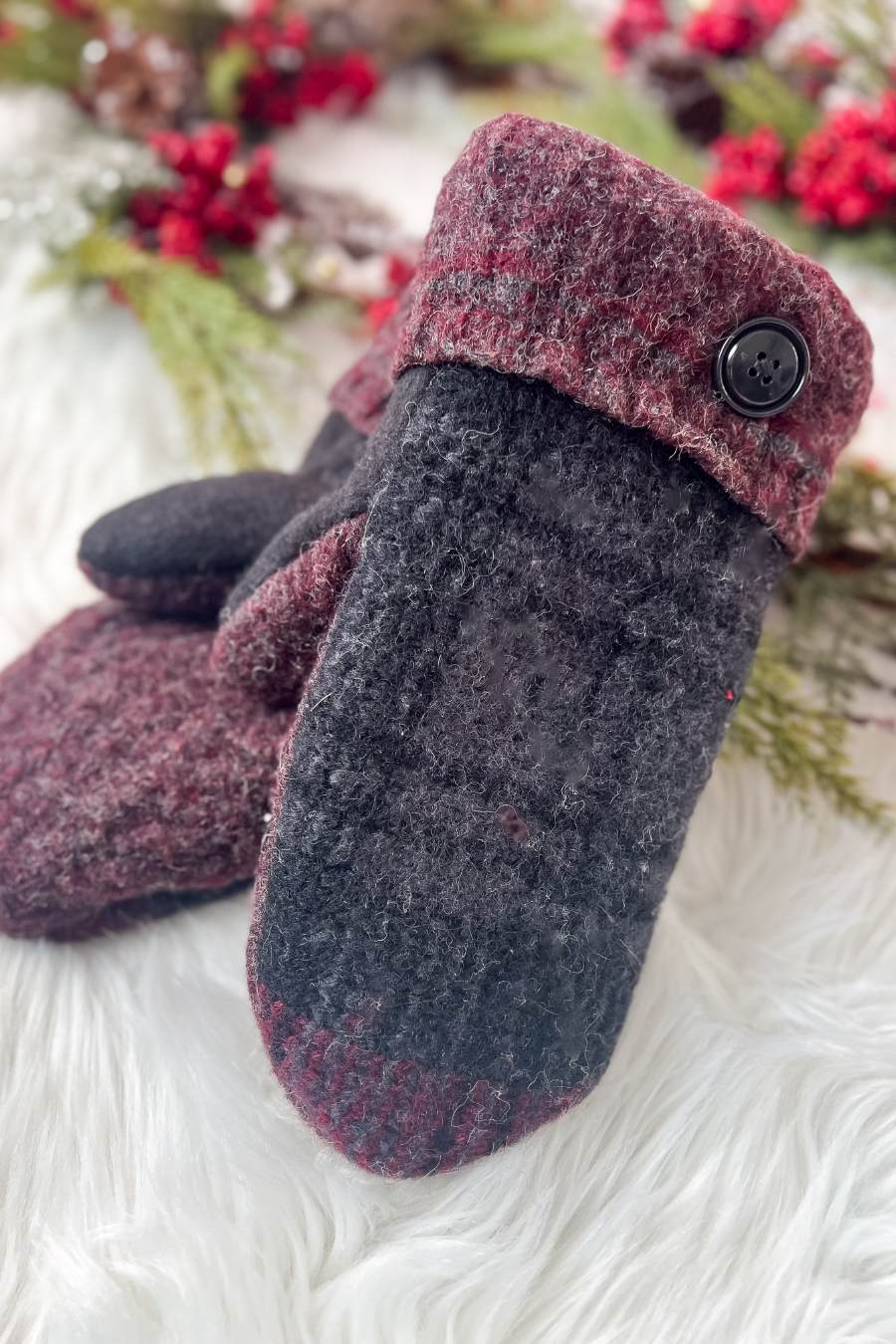 Burgundy Mitten- Pattern 11