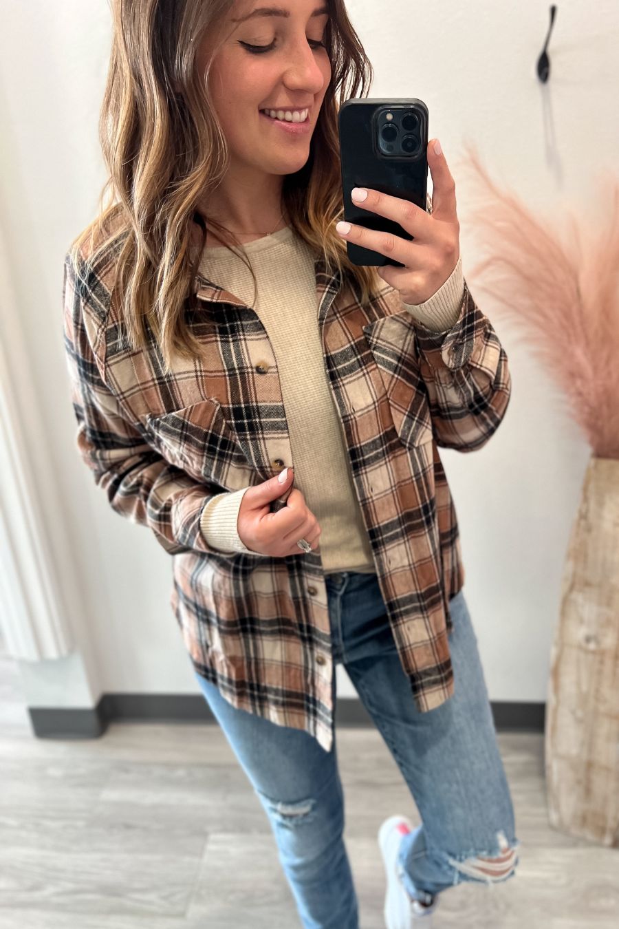 Button Down Mocha Plaid