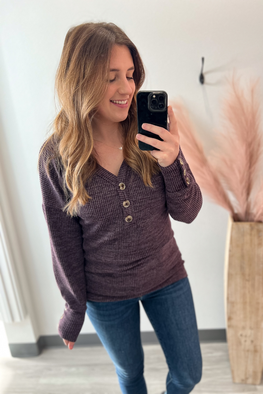 Button Front Purple Sweater