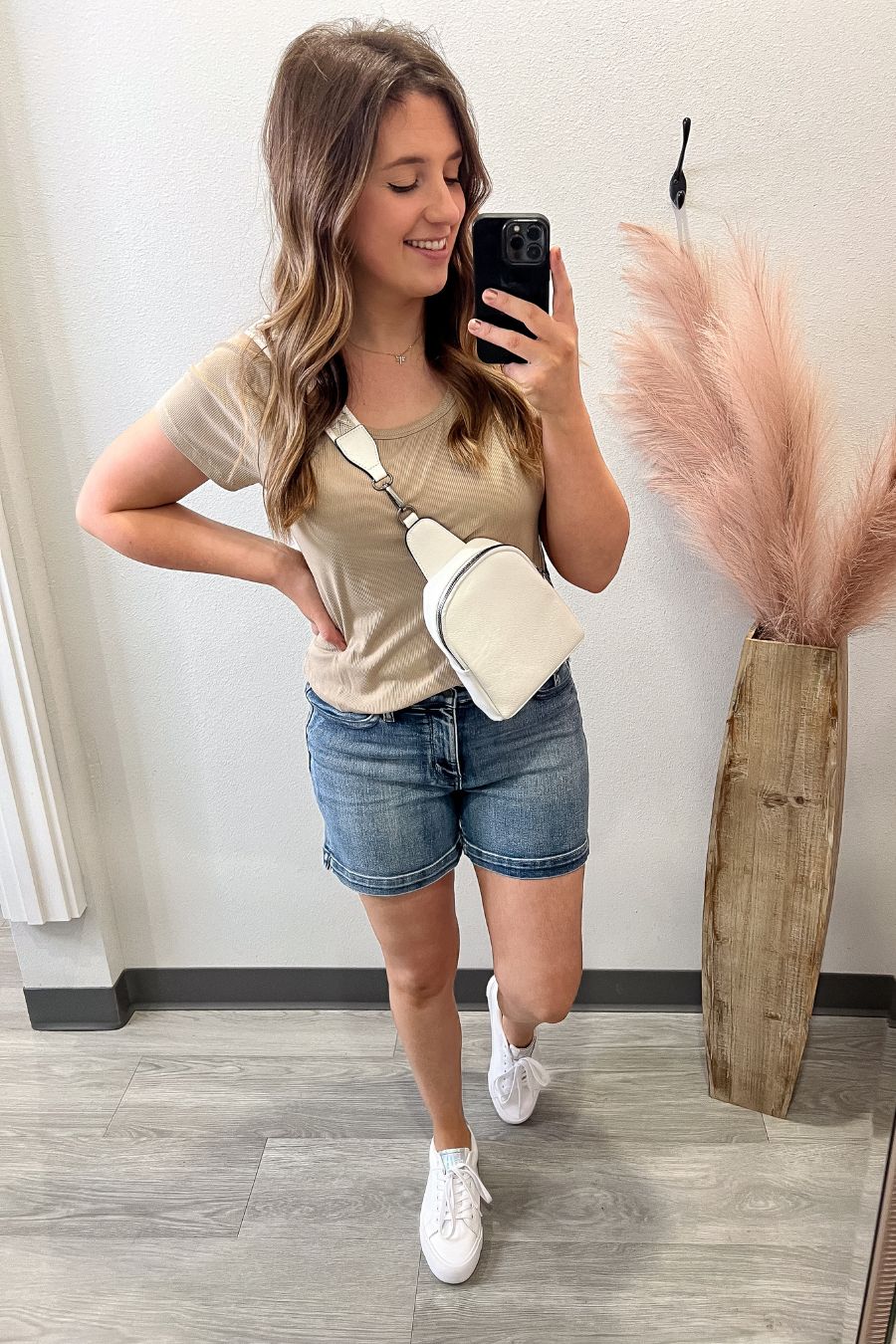 Casual Ribbed Short Sleeve Tee- Taupe