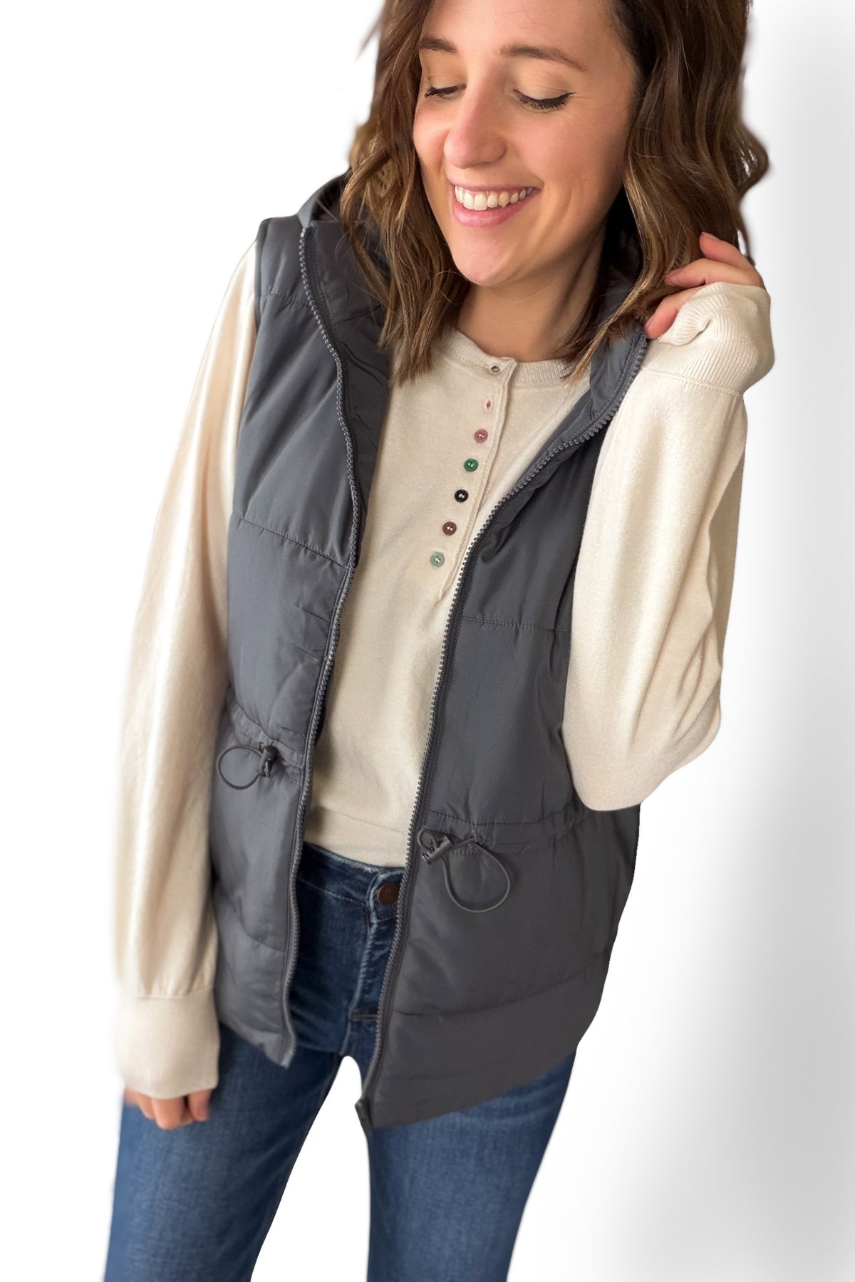 Charcoal Full Zip Vest