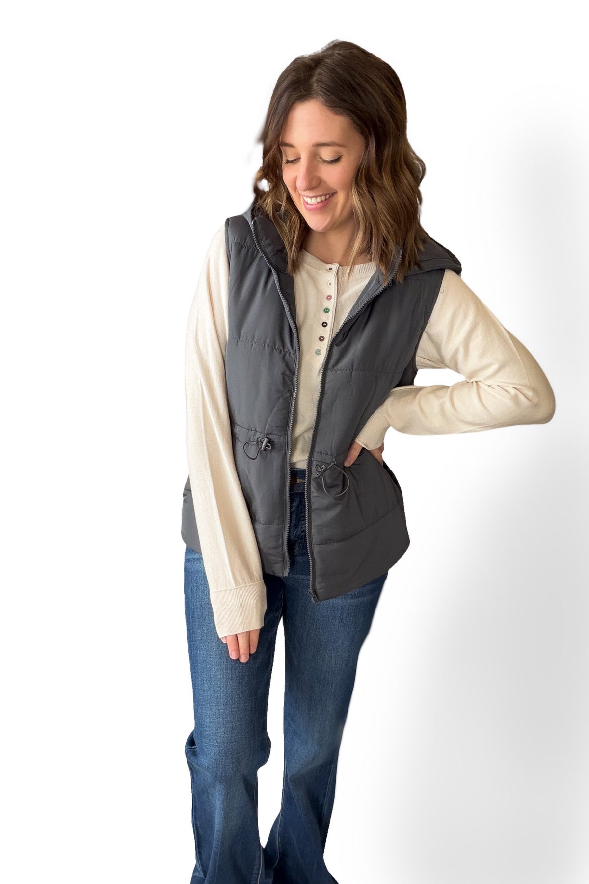Charcoal Full Zip Vest