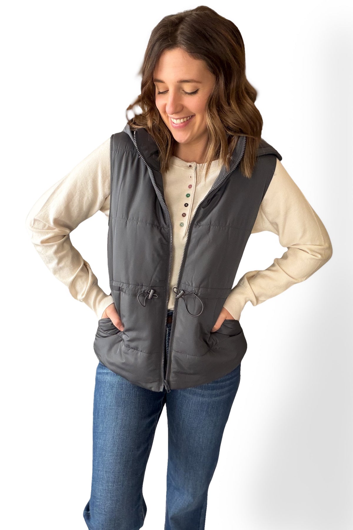 Charcoal Full Zip Vest