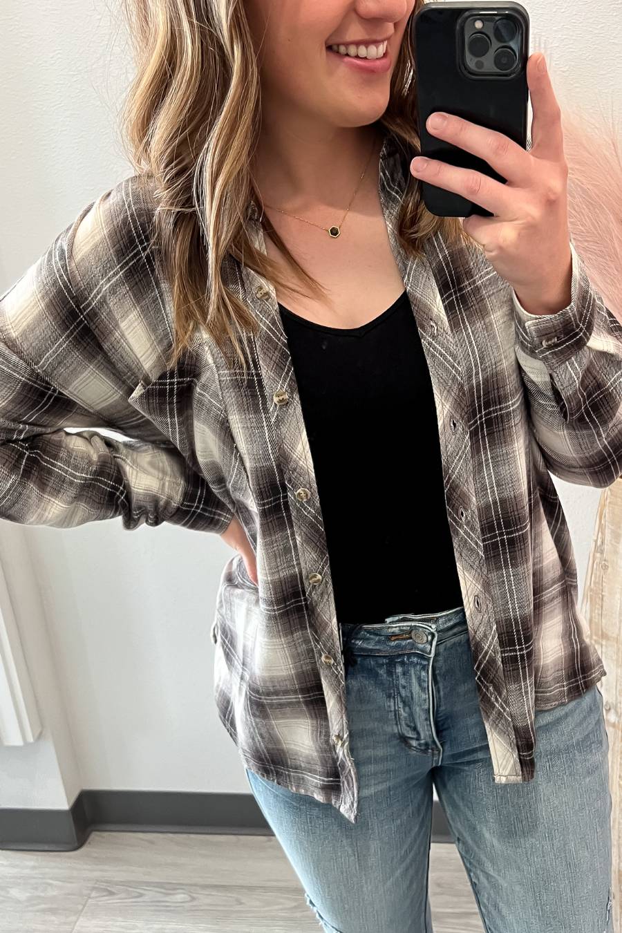 Charcoal Plaid Button Up