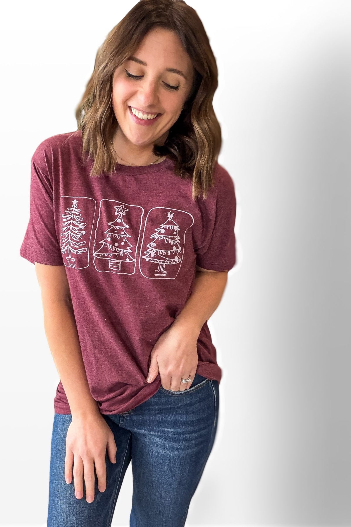 Christmas Trio Maroon Graphic Tee