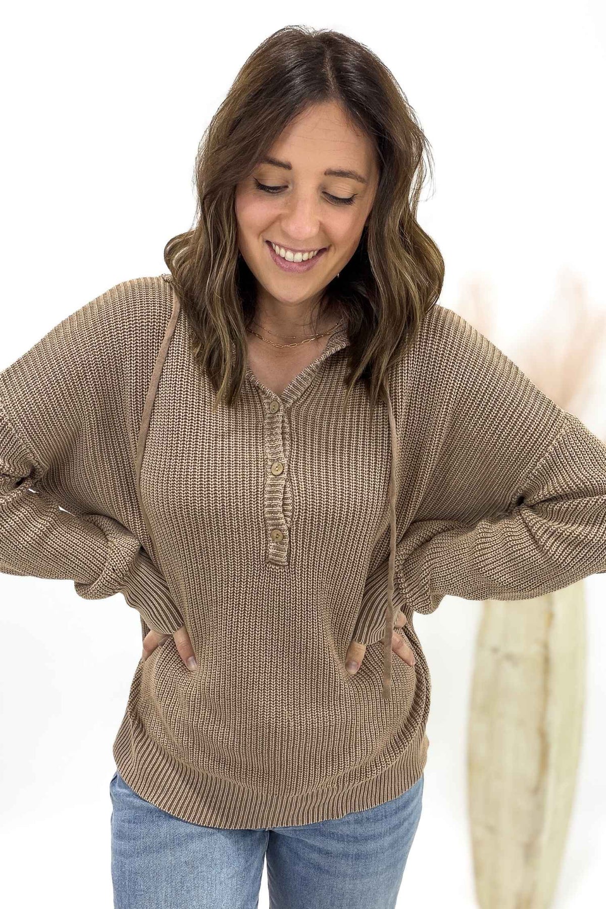 Chunky Knit Henley Sweater