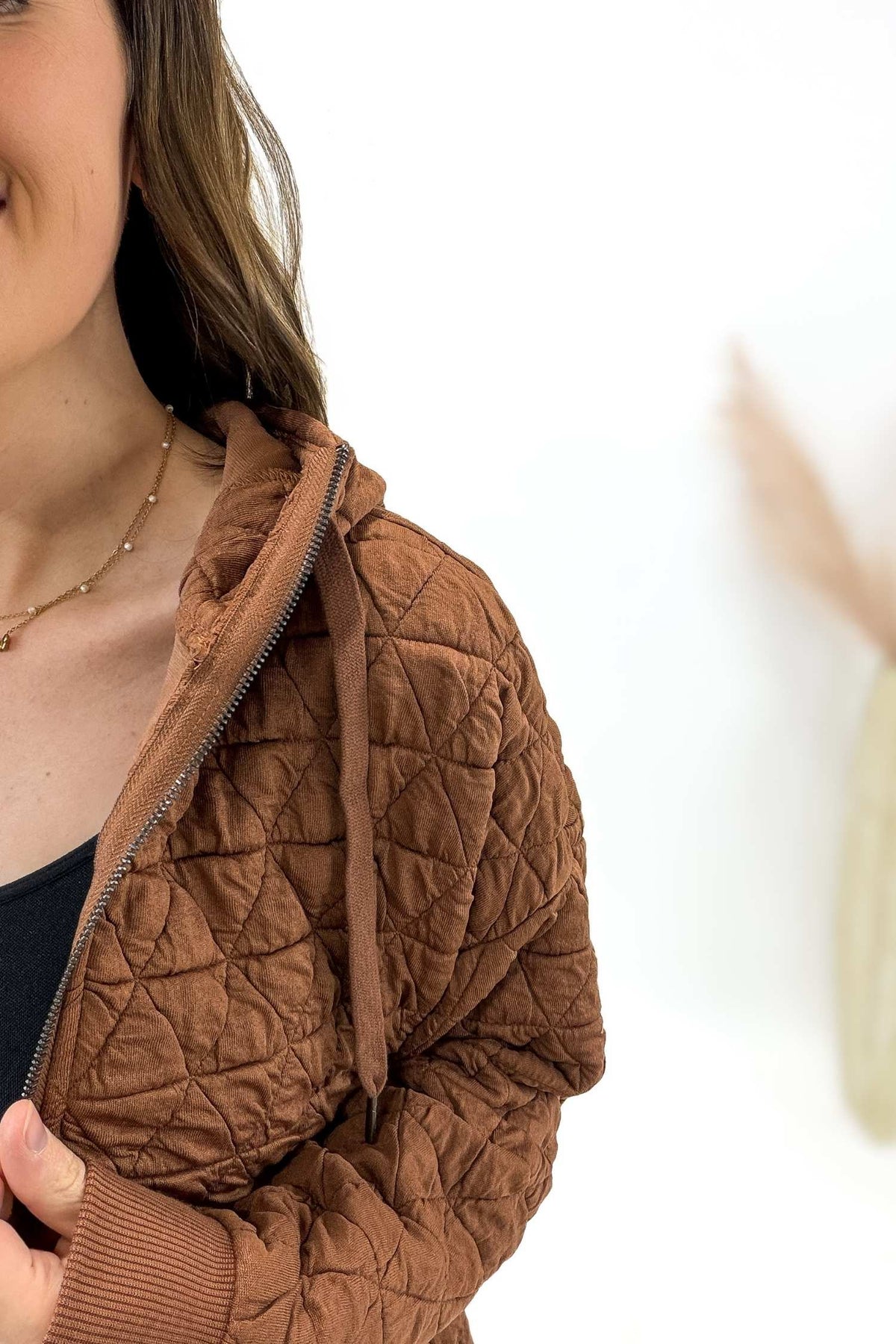 Copper Quilted Full Zip Hoodie