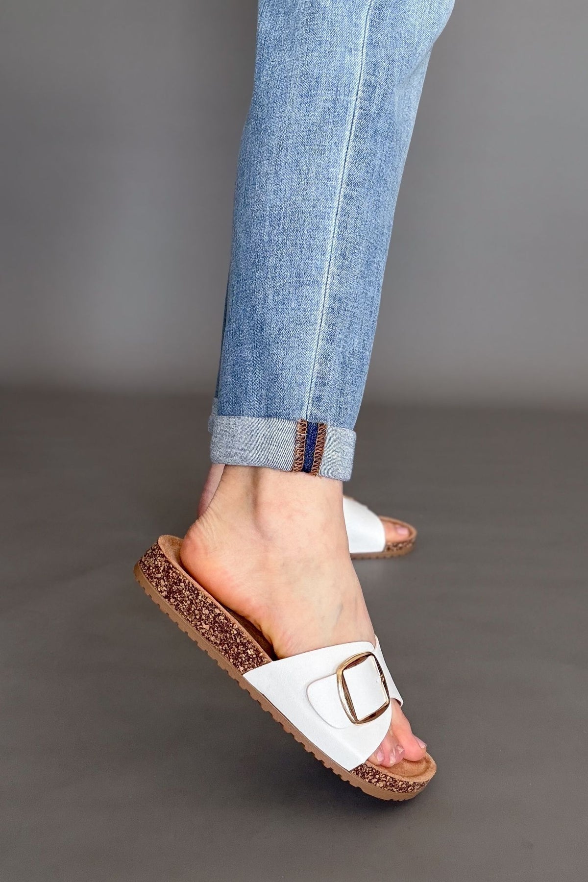 Slip on white sandals for everyday wear