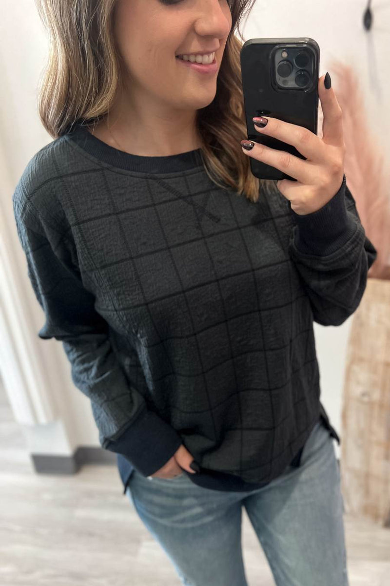 Crew Neck Jacquard Sweatshirt