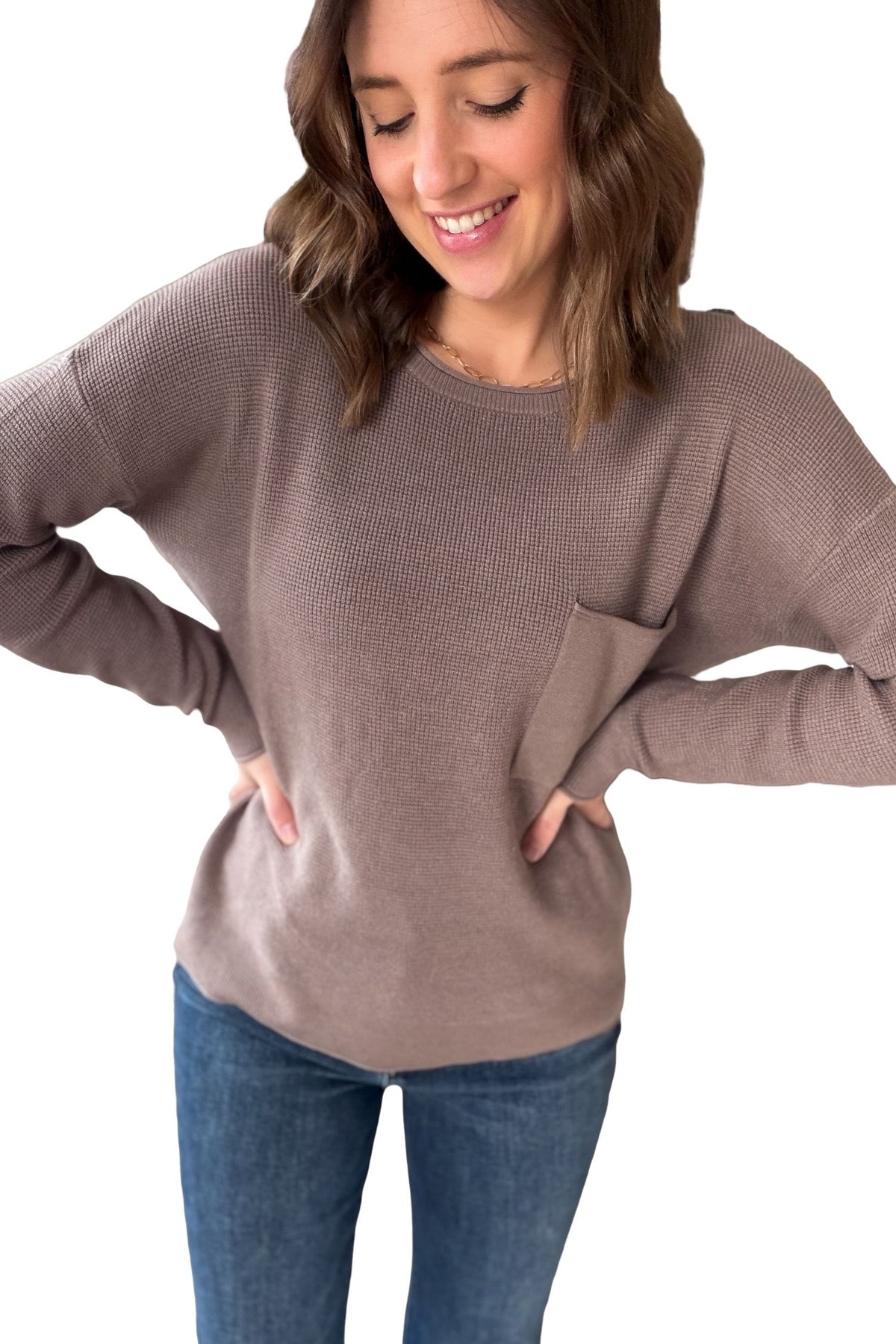 Dark Mocha Waffle Sweater