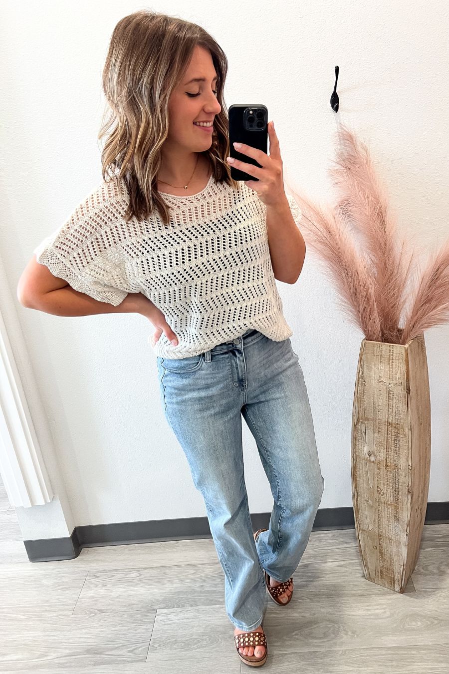 Ecru Crochet Sweater