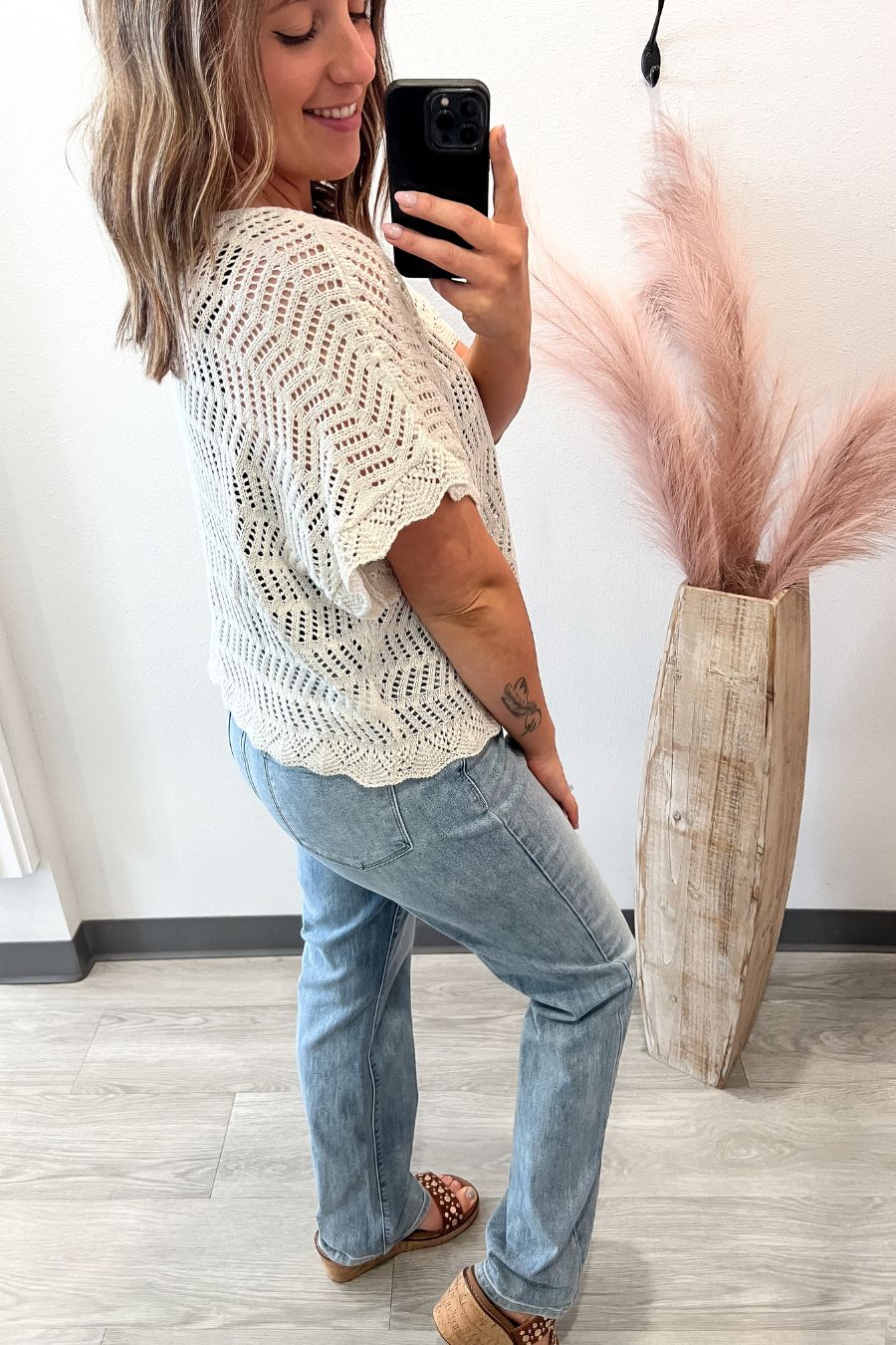 Ecru Crochet Sweater