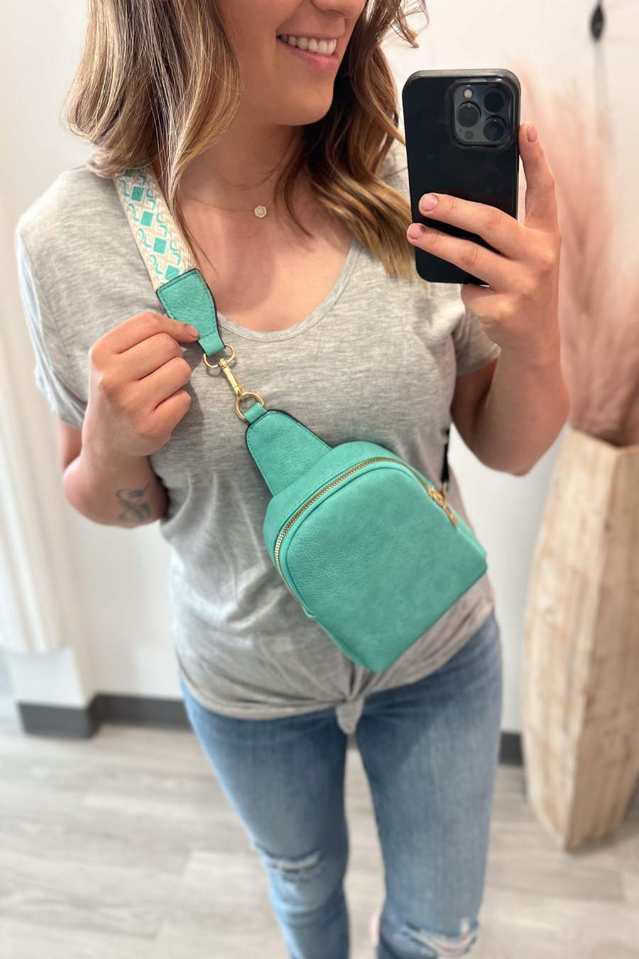 Ellen Guitar Strap Sling Bag- Turquoise