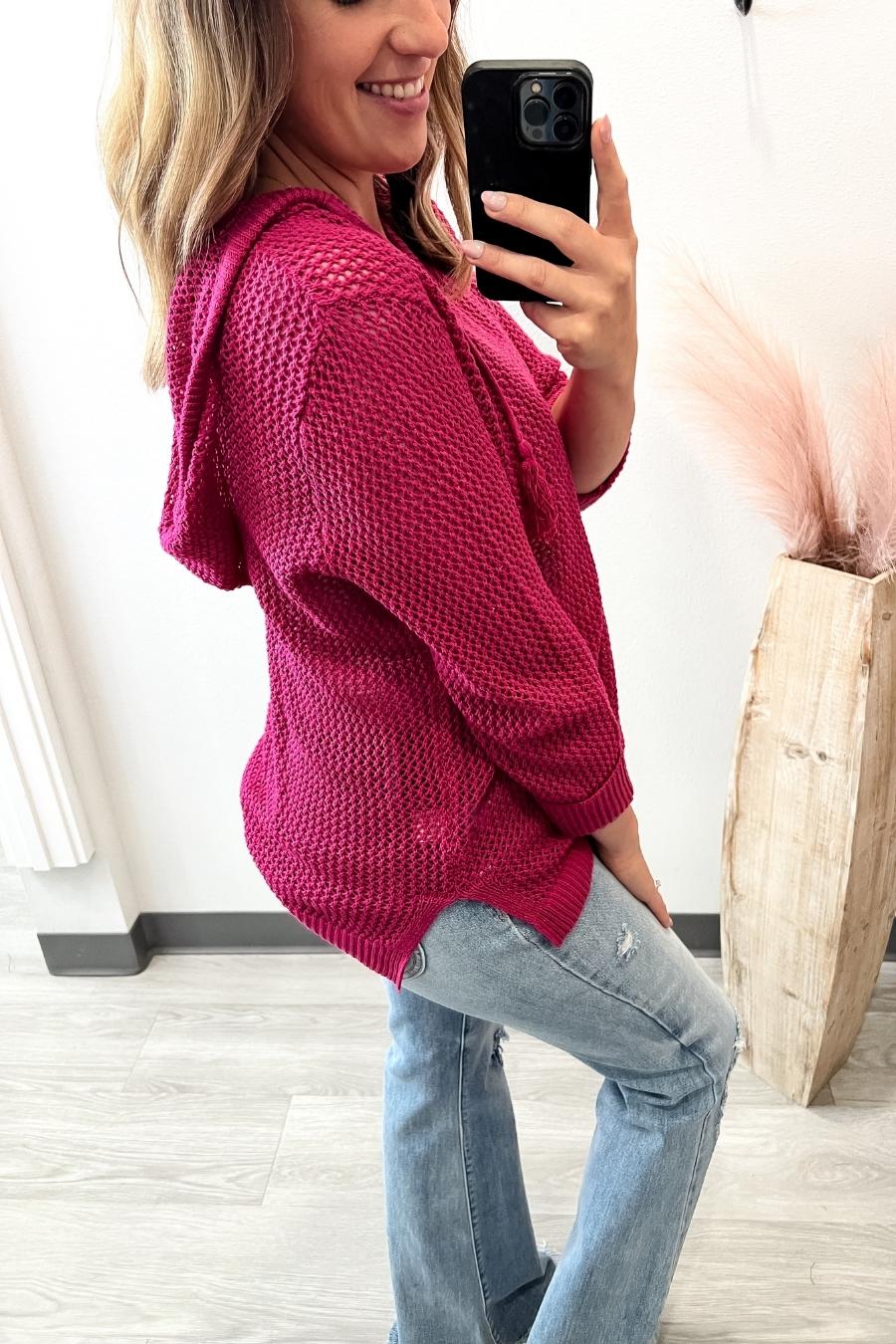 Fish Net Magenta Hoodie Pullover