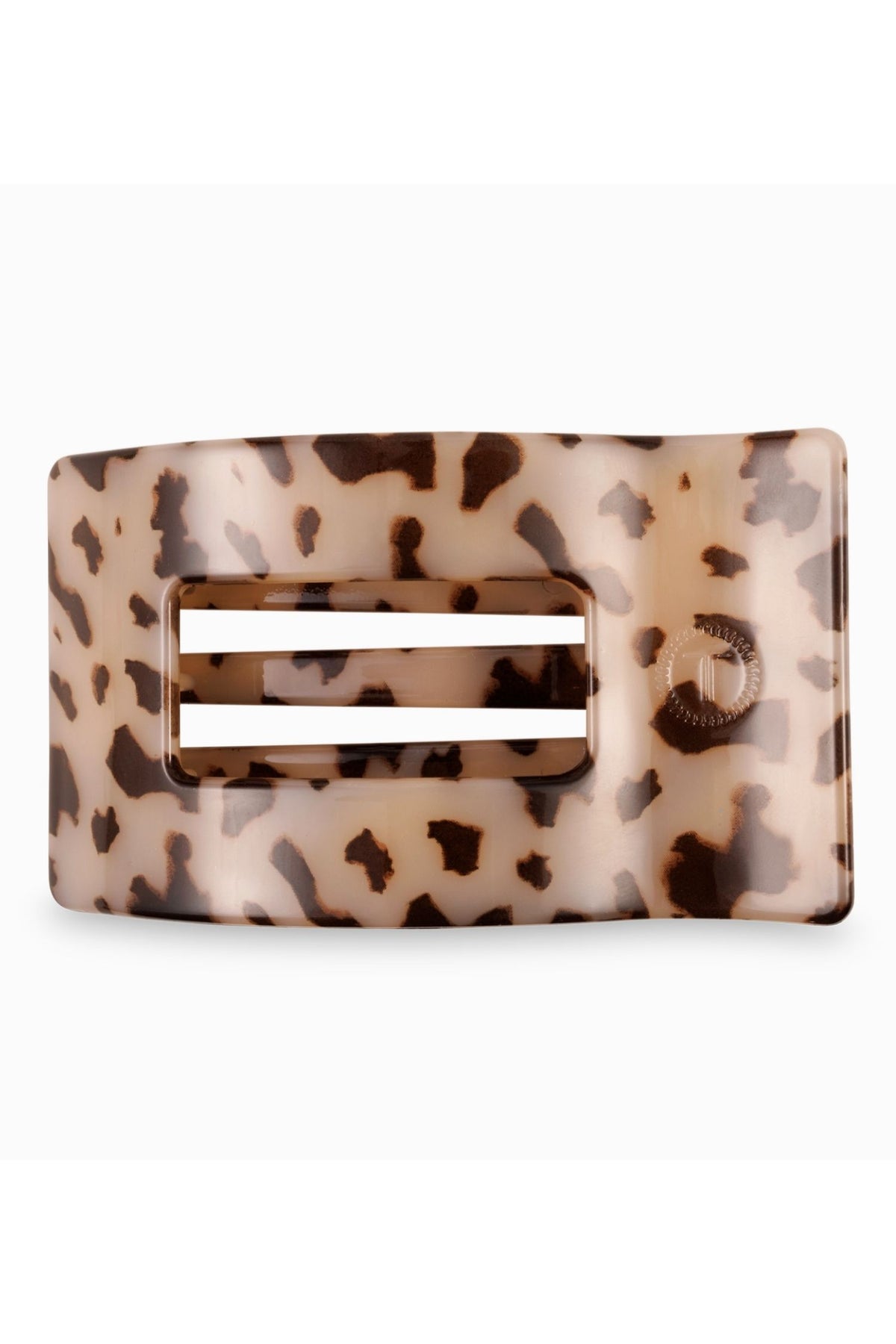 tortoise print hair claw on a white background