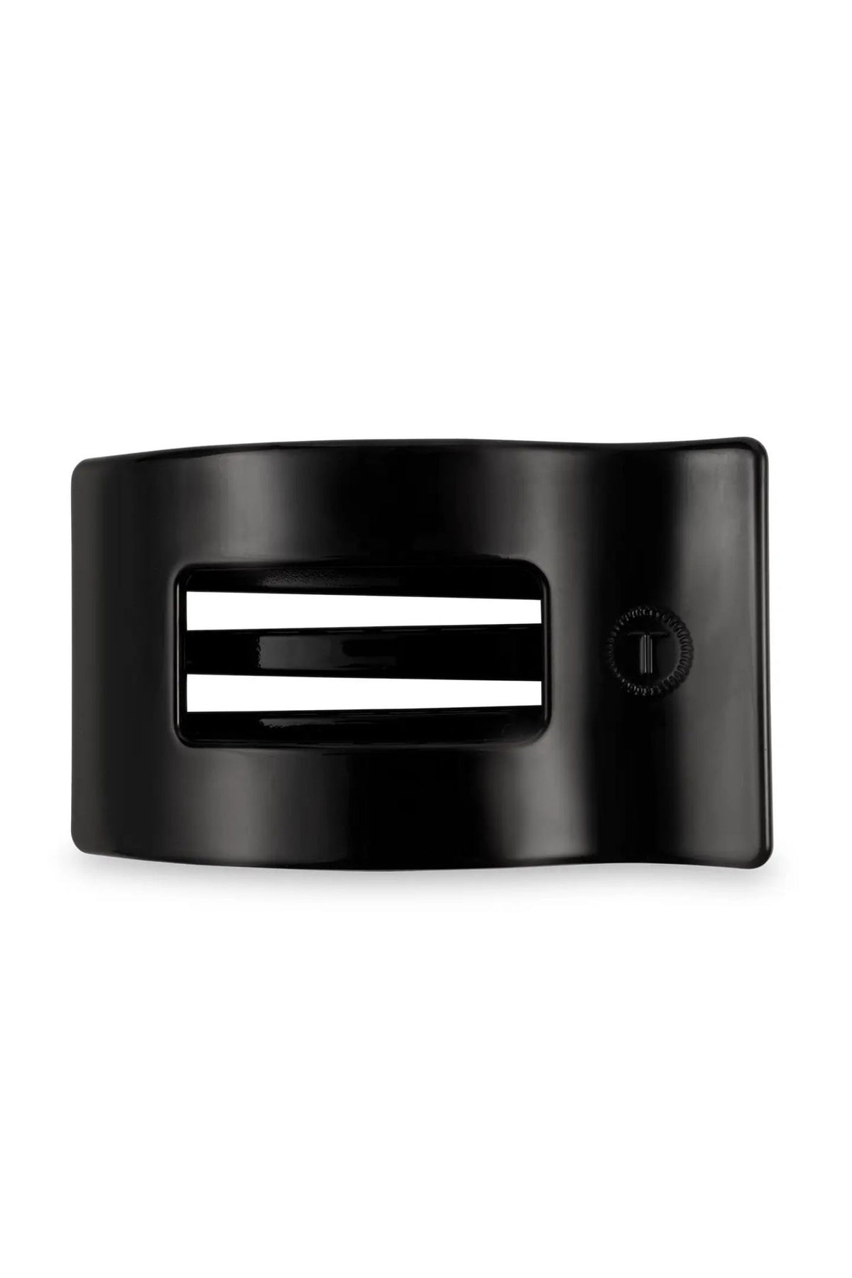 Black square hair claw on a white background