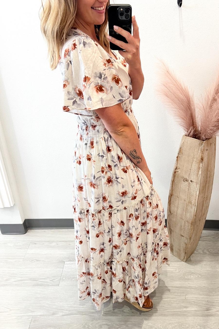 Floral Whispers Smocked Maxi Dress