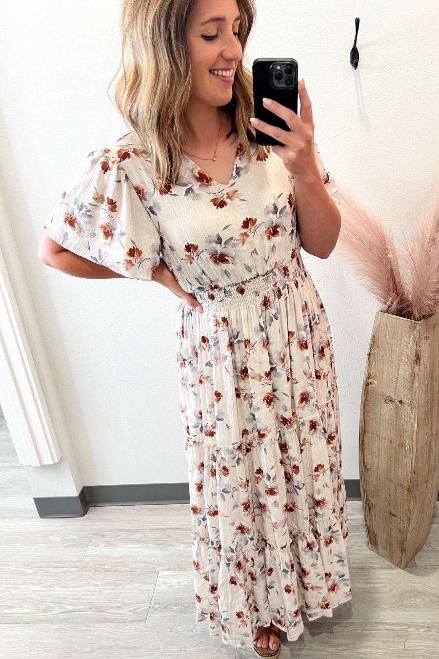 Floral Whispers Smocked Maxi Dress