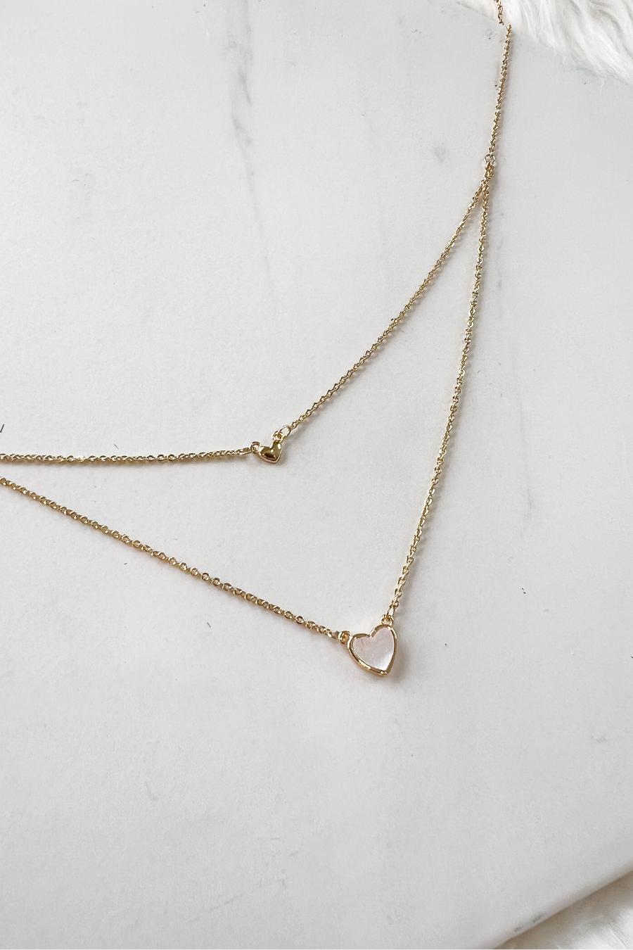 Gold Dipped Heart Layered Necklace