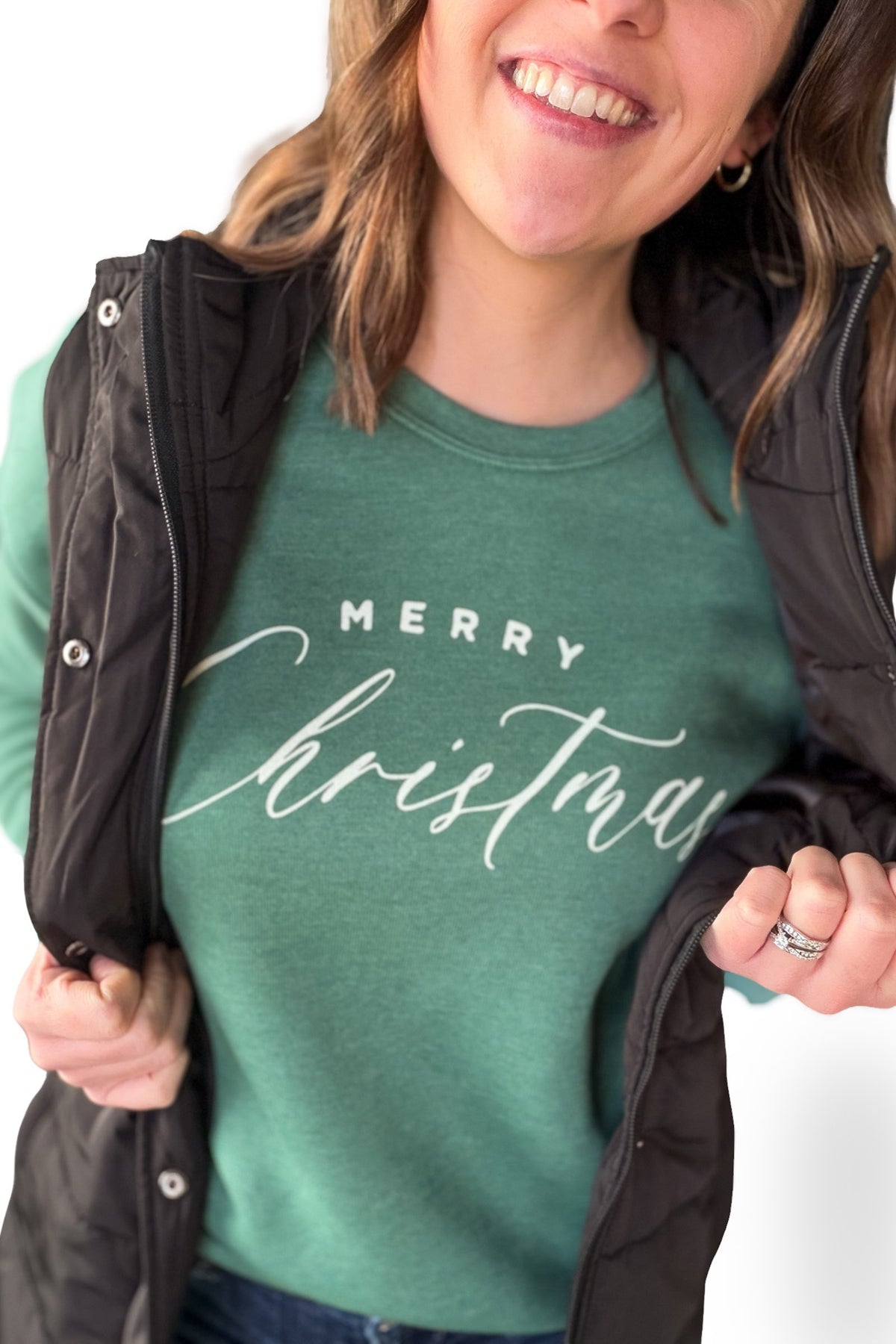 Green Merry Christmas Graphic Sweatshirt