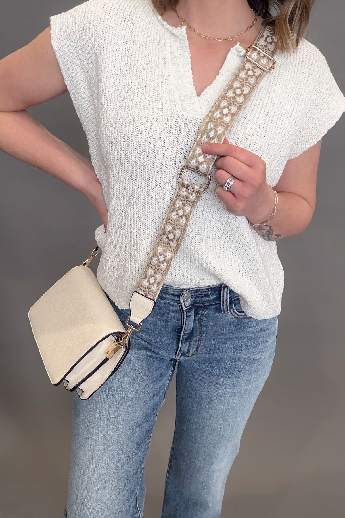 Guitar Strap Crossbody- Off White