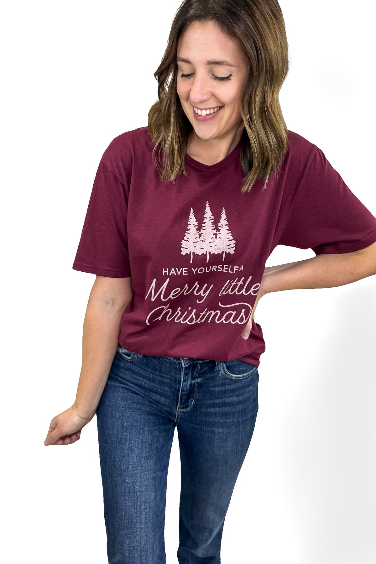 Have Yourself A Merry Christmas Graphic Tee- Maroon