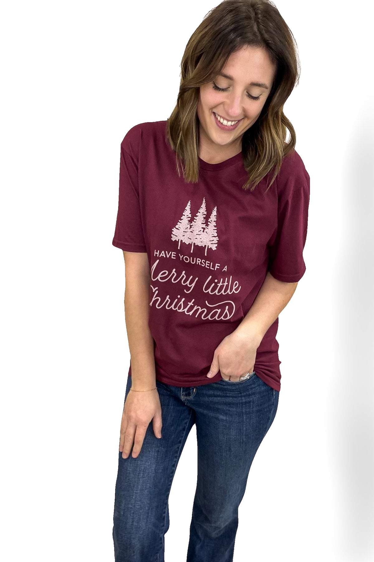 Have Yourself A Merry Christmas Graphic Tee- Maroon