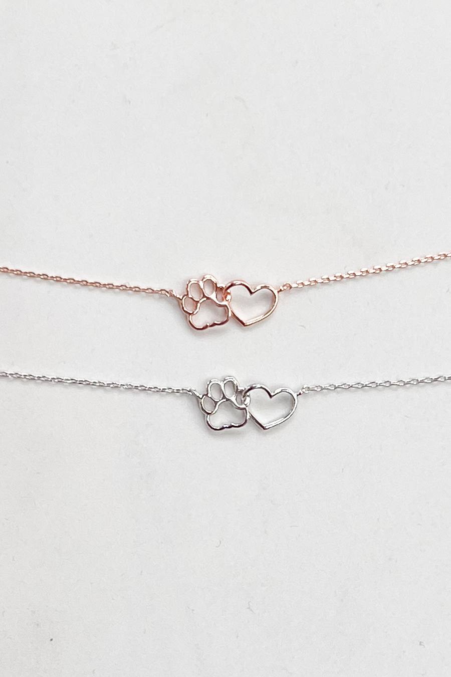 Heart and Paw Dainty Necklace