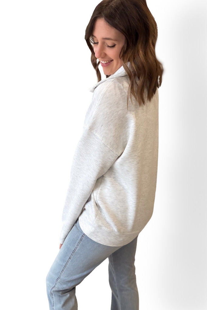 Heather Grey Mock Neck Pullover