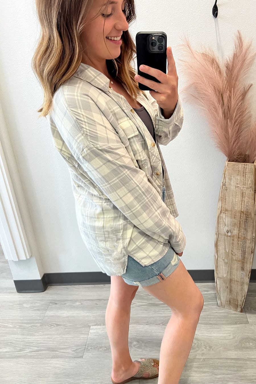 Heather Grey Plaid Shacket