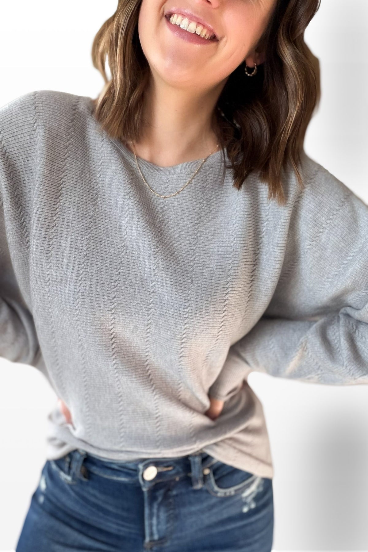Heather Grey Textured Sweater