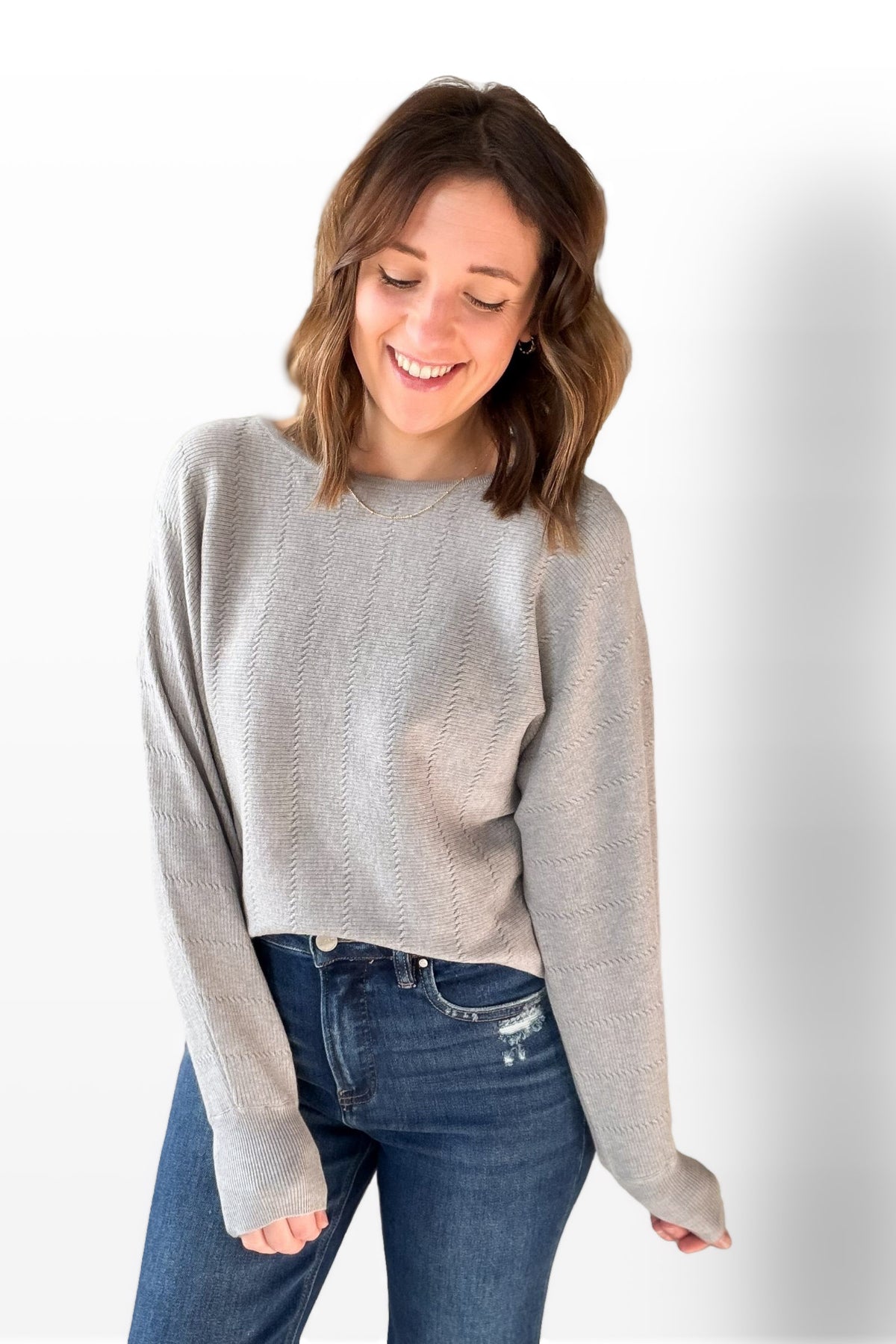 Heather Grey Textured Sweater