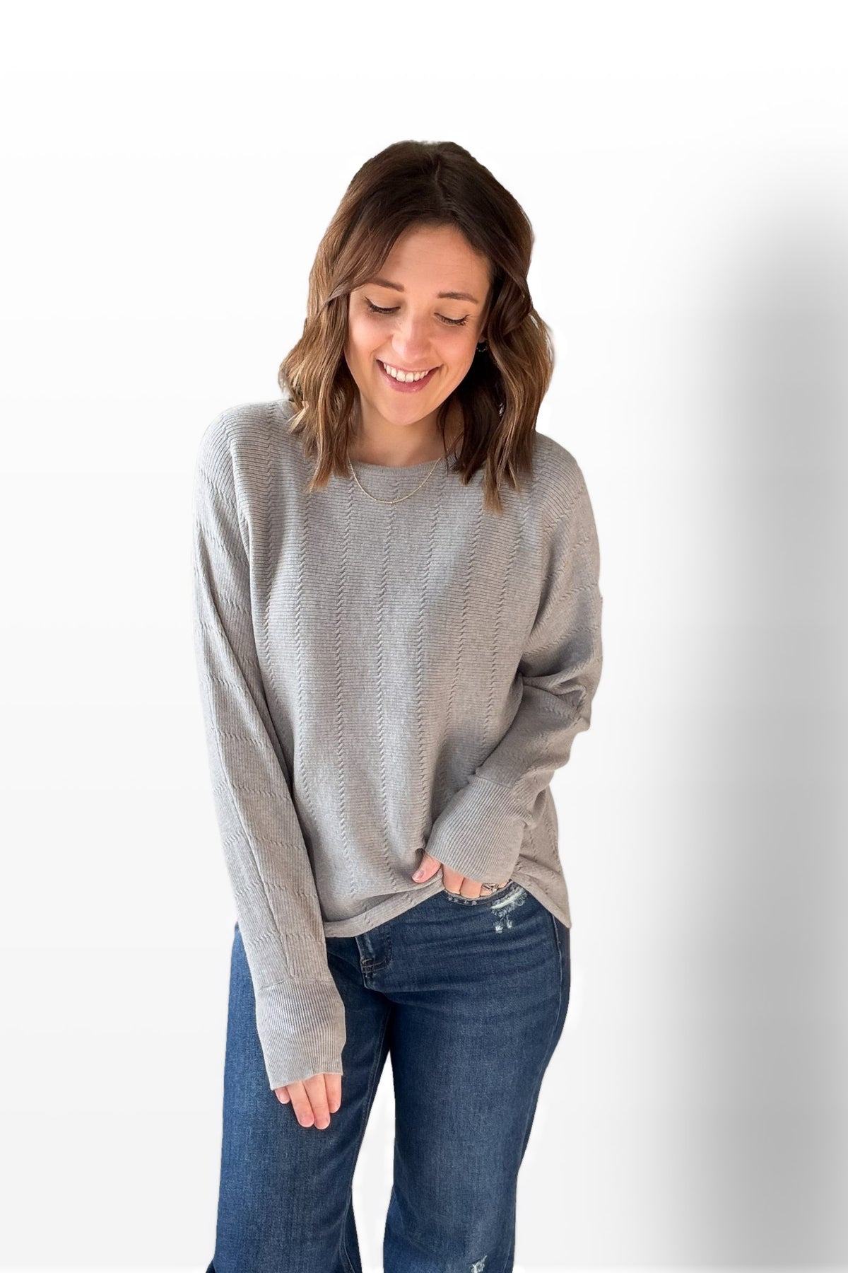 Heather Grey Textured Sweater