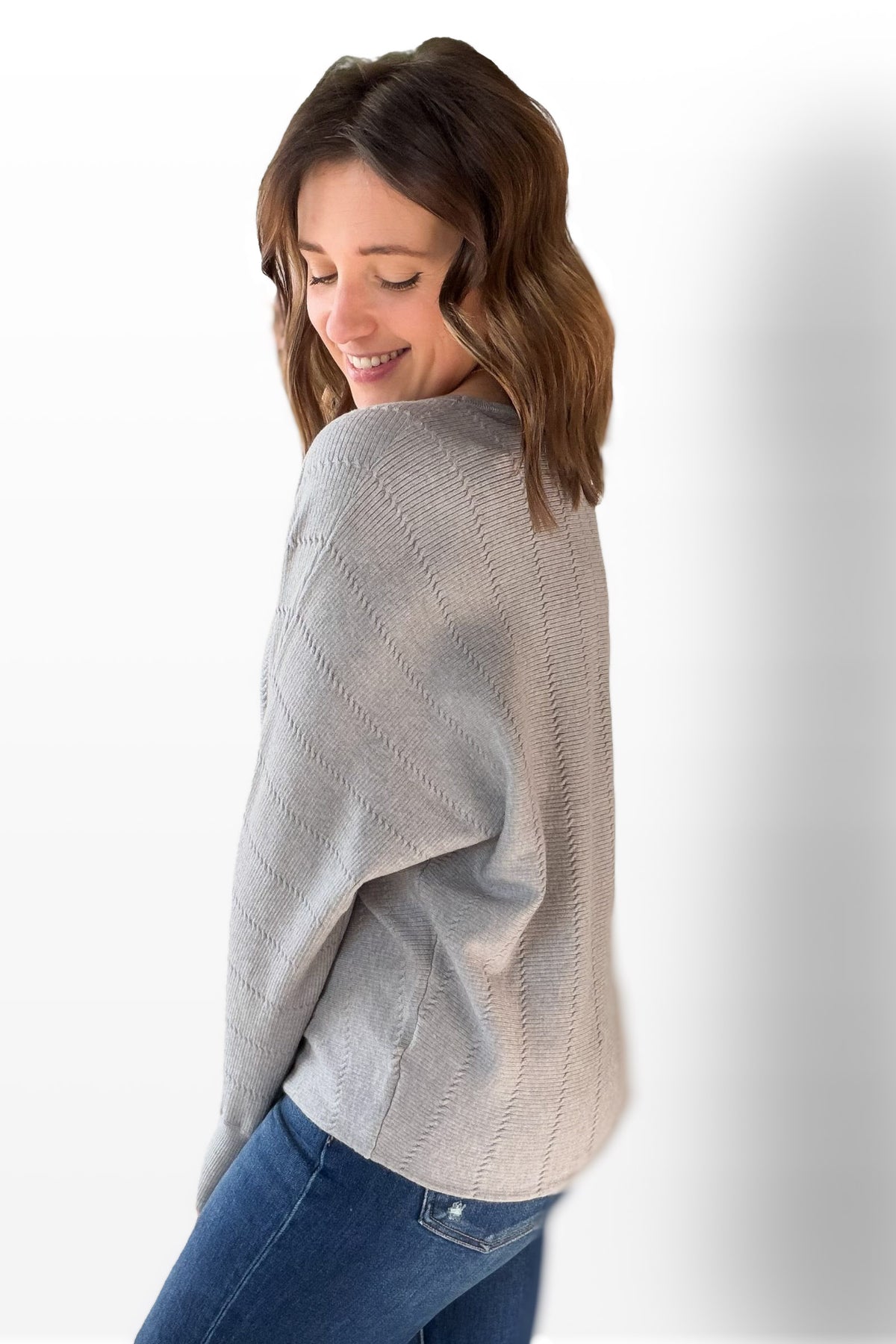 Heather Grey Textured Sweater