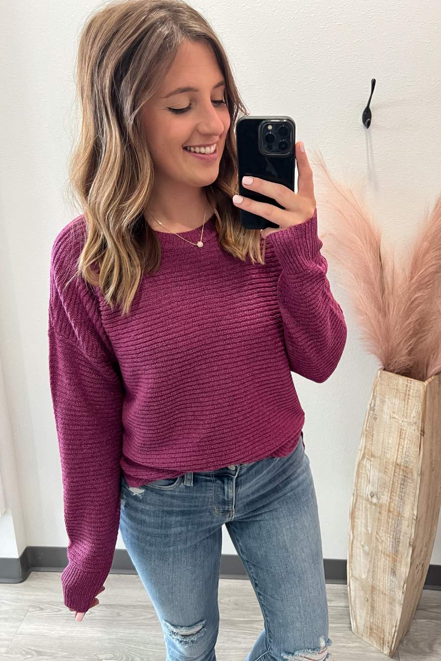 Horizontal Ribbed Sweater- Violet