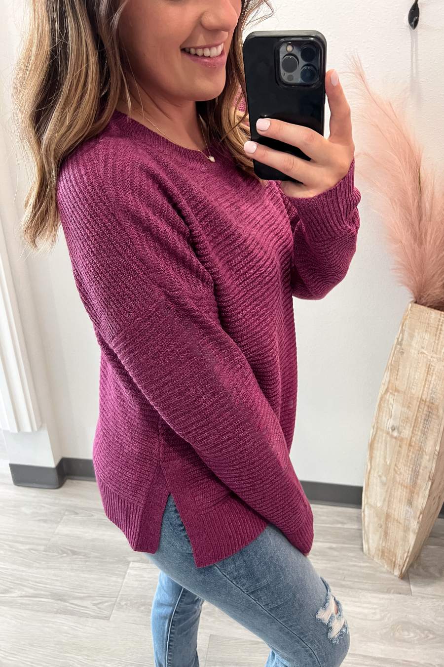 Horizontal Ribbed Sweater- Violet