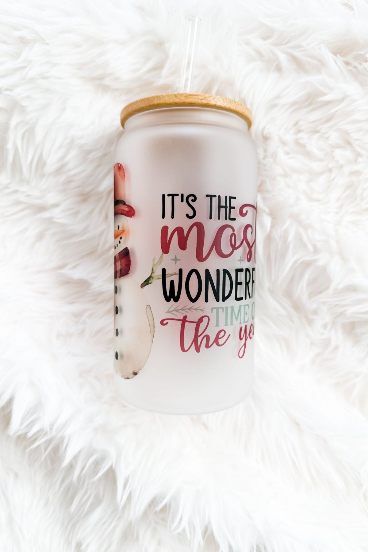 It's the Most Wonderful Time of the Year Christmas 16oz Holiday Glass Tumbler