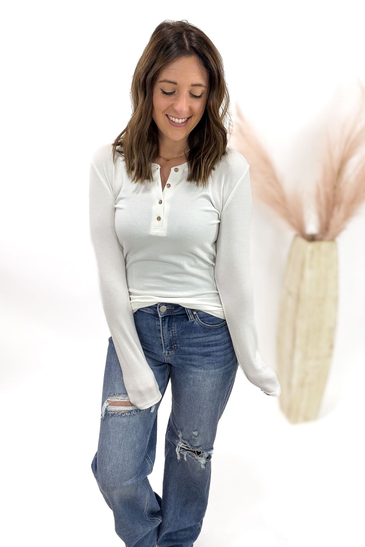 Ivory Long Sleeve Henley