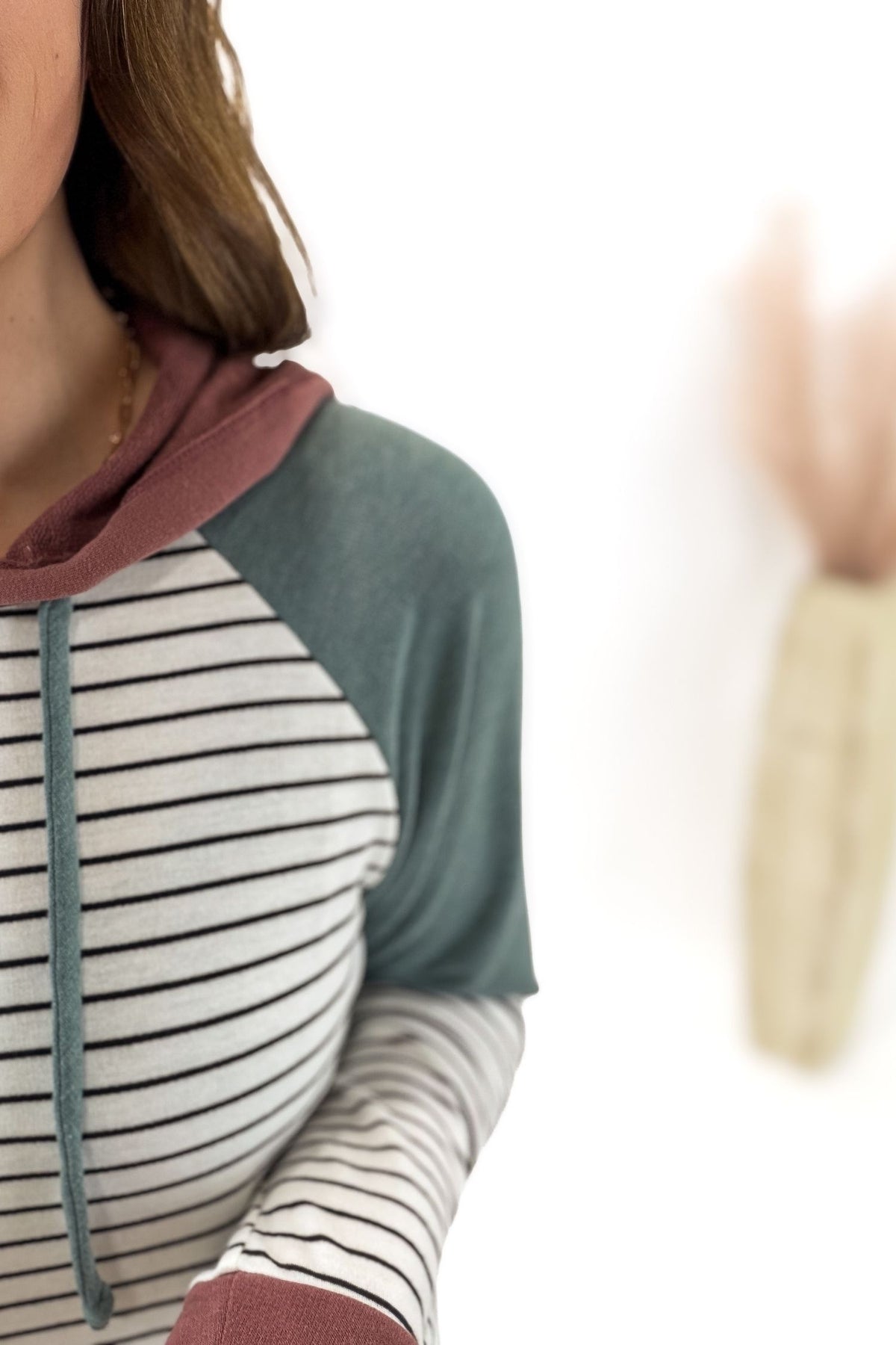 Ivory + Rust Striped Hoodie