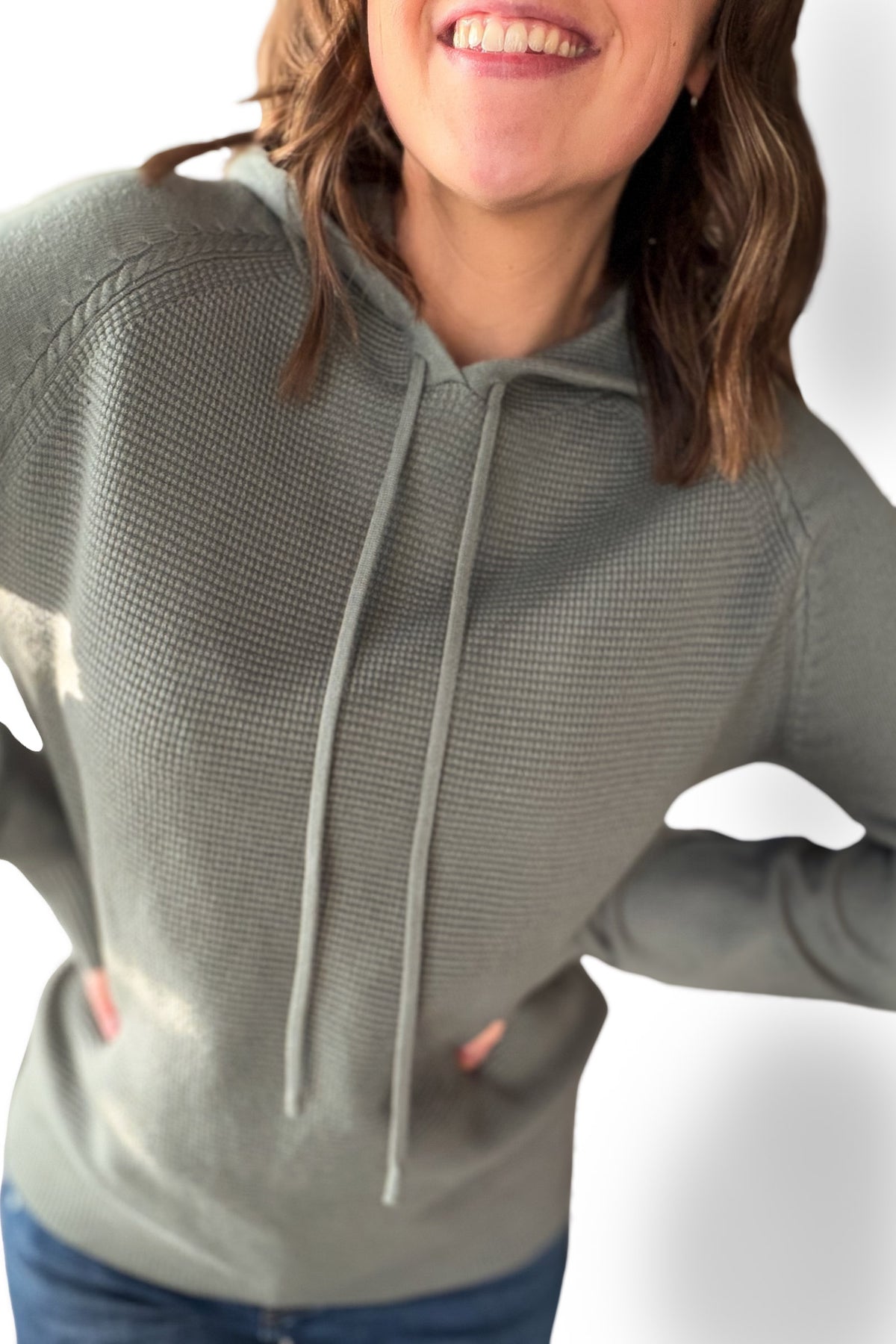 Jade Waffle Sweater Hoodie