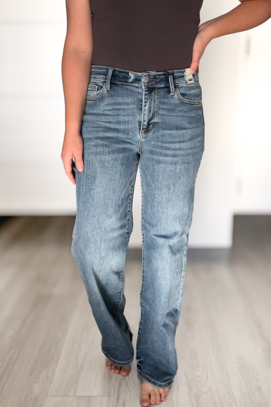 Judy Blue Edith Mid Rise Vintage Wide Leg Jeans