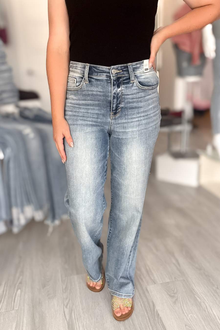 Judy Blue High Waist Straight Leg- Lt. Wash