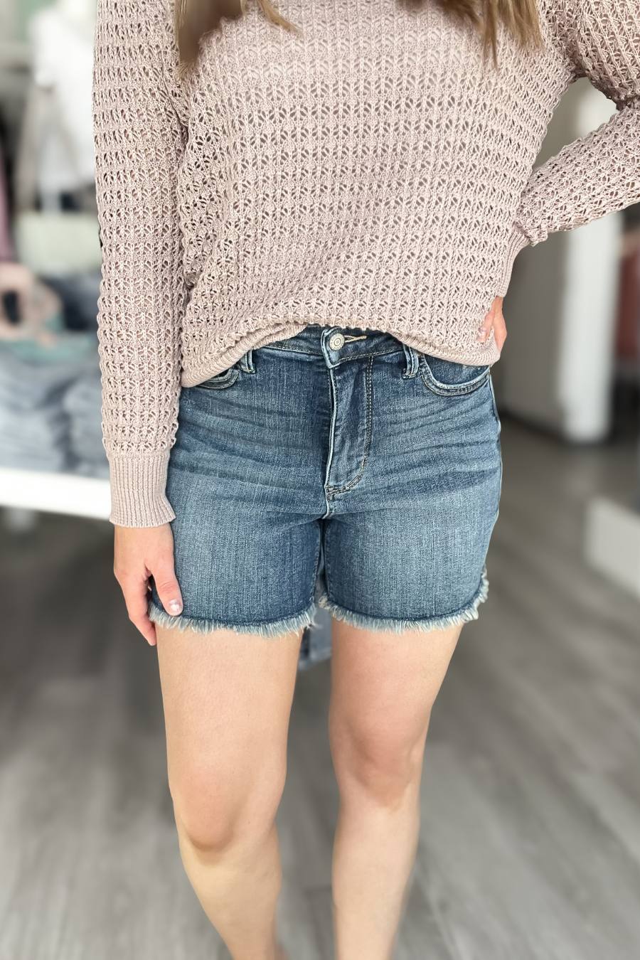 Judy Blue Tummy Control High Waist Fray Hem Shorts – Best You