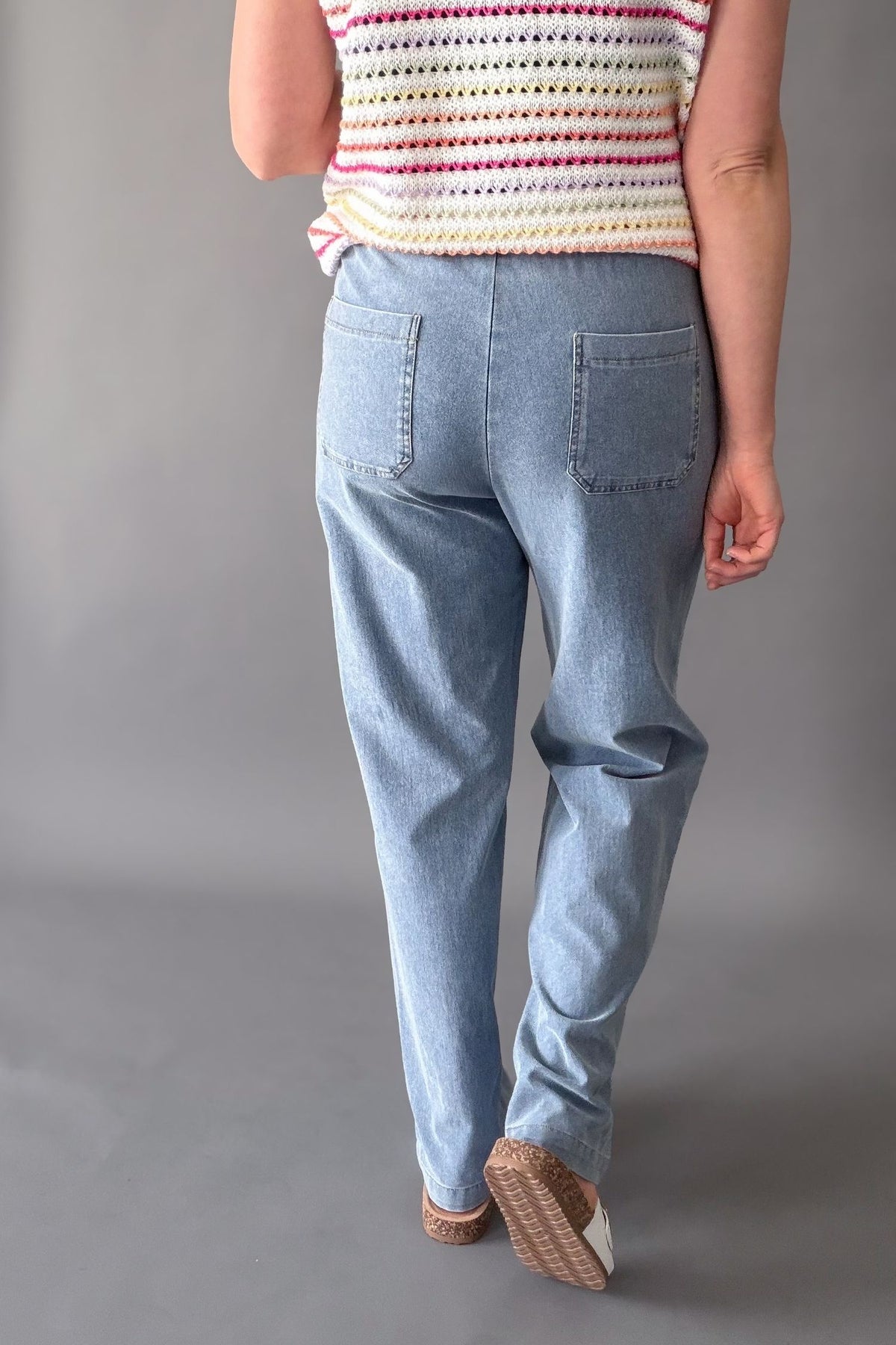 Knit Denim Wide Leg Pants