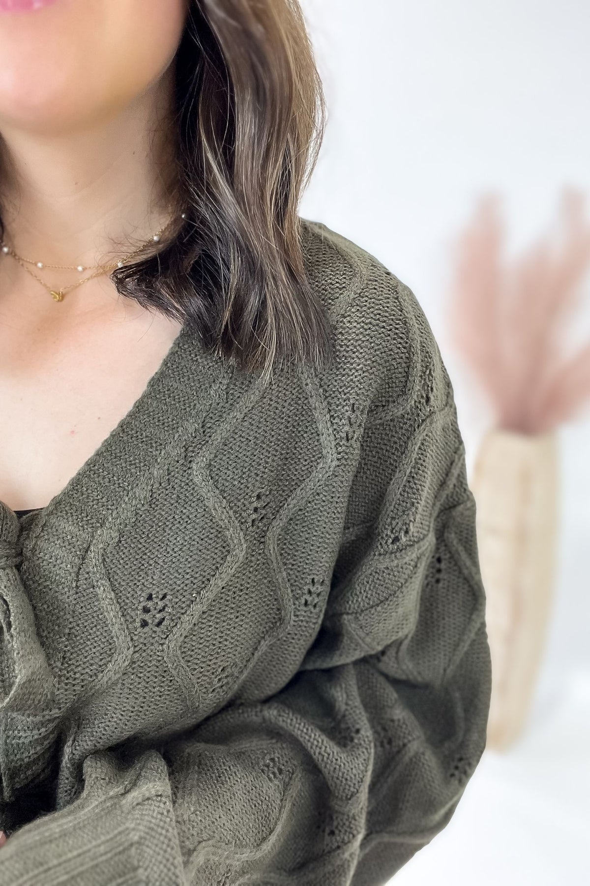 Knotted Olive Knit Cardigan